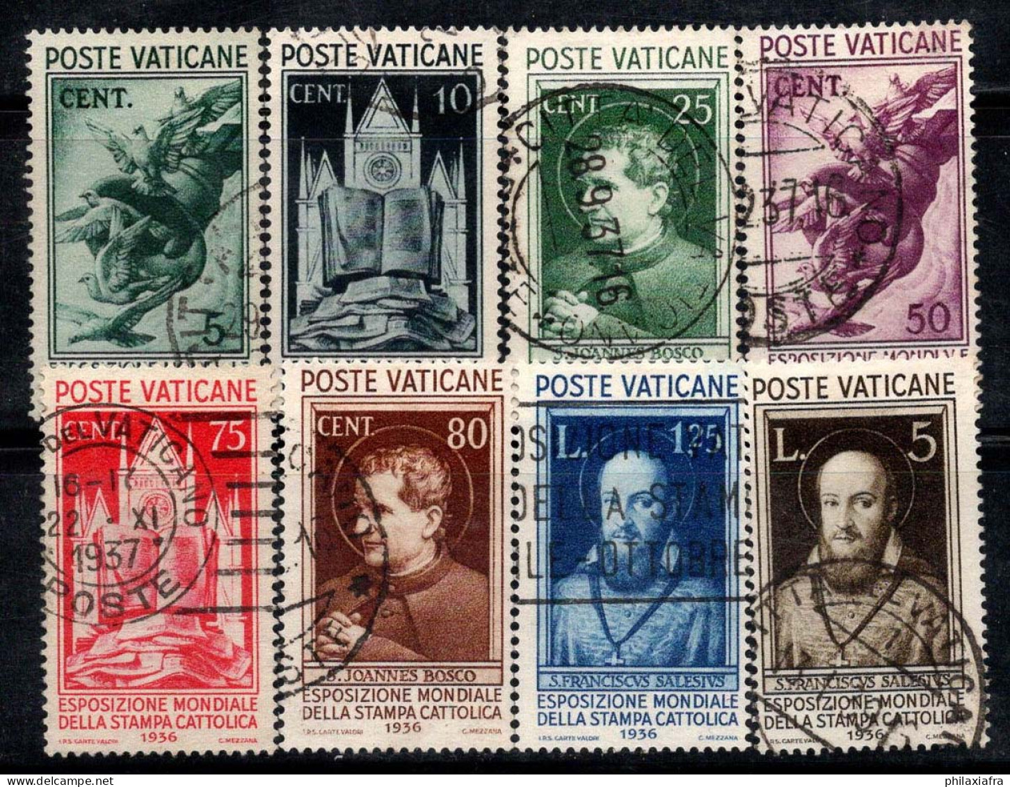 Vatican 1936 Sass. 47-54 Oblitéré 100% 5c, 10c... Presse Catholique - Used Stamps