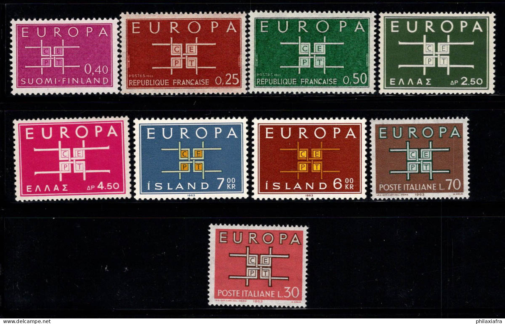 Europe CEPT 1963 Neuf ** 100% France, Italie, Islande - 1963