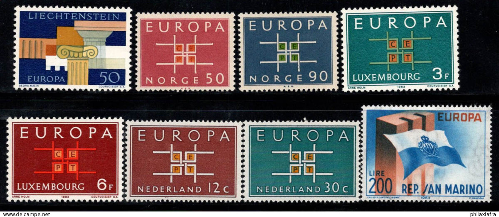 Europe CEPT 1963 Neuf ** 100% Norvège, Luxembourg, Saint-marin - 1963