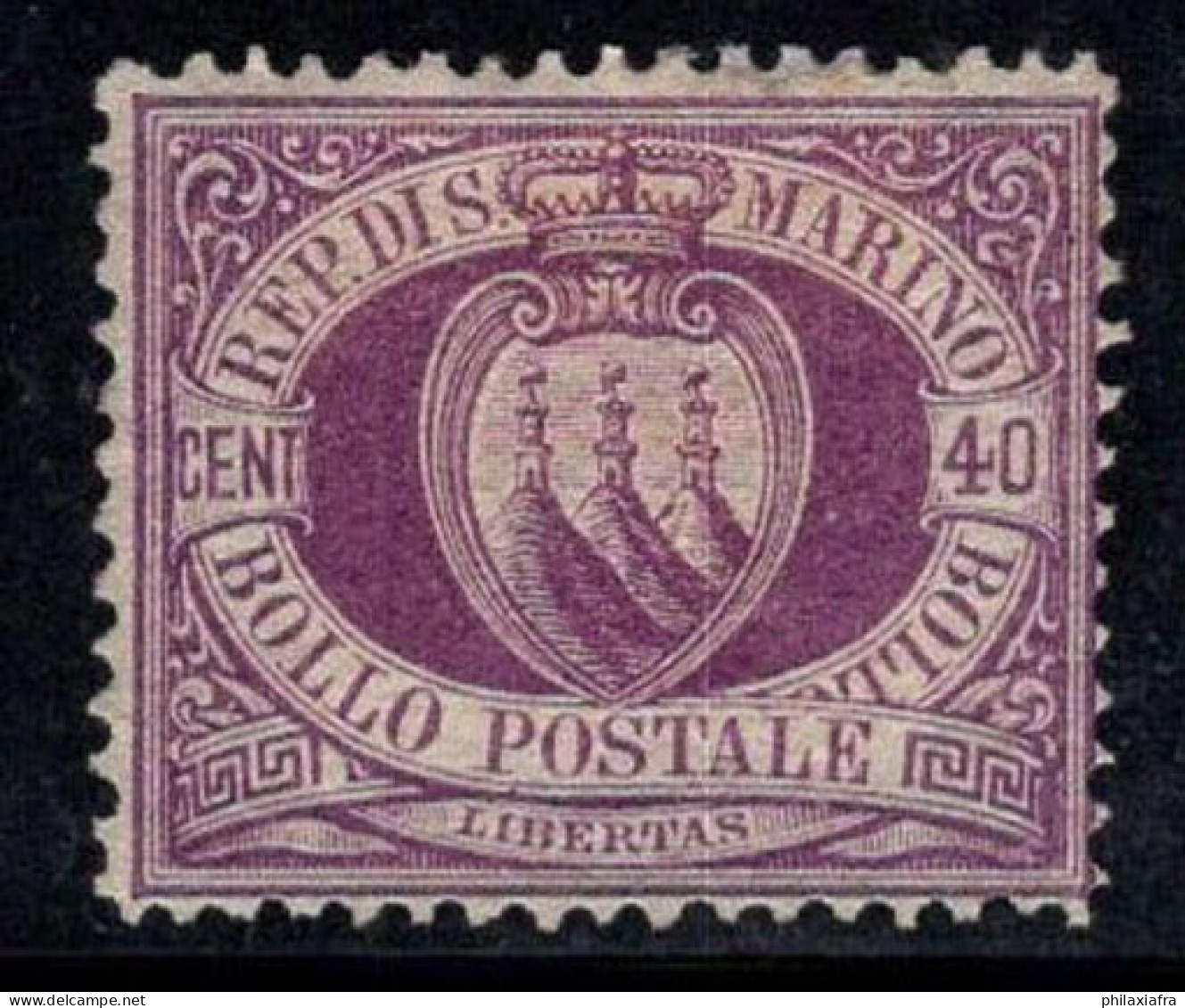Saint-Marin 1877 Sass. 7 Neuf * MH 80% 40cent. Armoiries - Unused Stamps