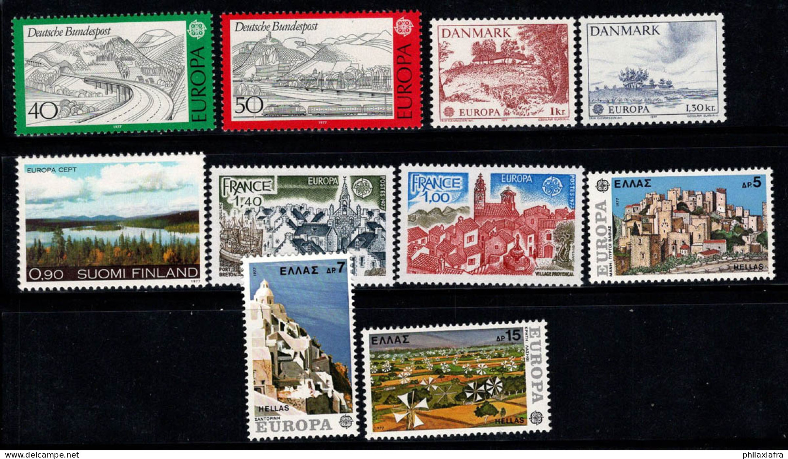 Europe CEPT 197 Neuf ** 100% Allemagne, Danemark, France - 1977