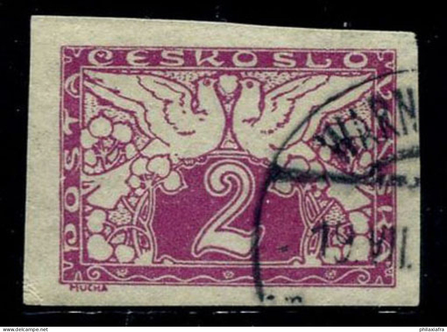 Tchécoslovaquie 1919 Mi. 11 Oblitéré 100% Timbres Express, Paire De Colombes, Emblème - Used Stamps
