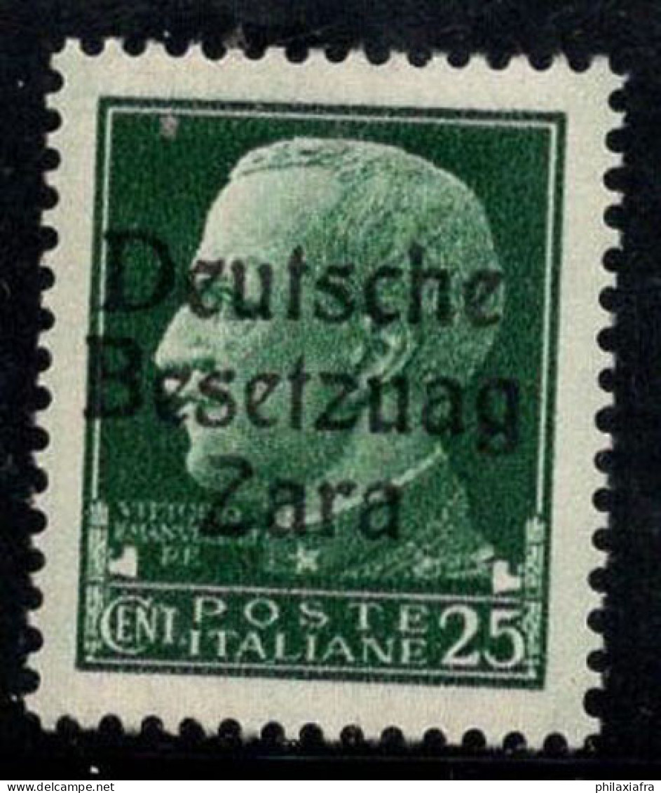 Zadar 1943 Sass. 5a Neuf ** 80% Erreur Besetzuag, 25 Cents - Deutsche Bes.: Zara