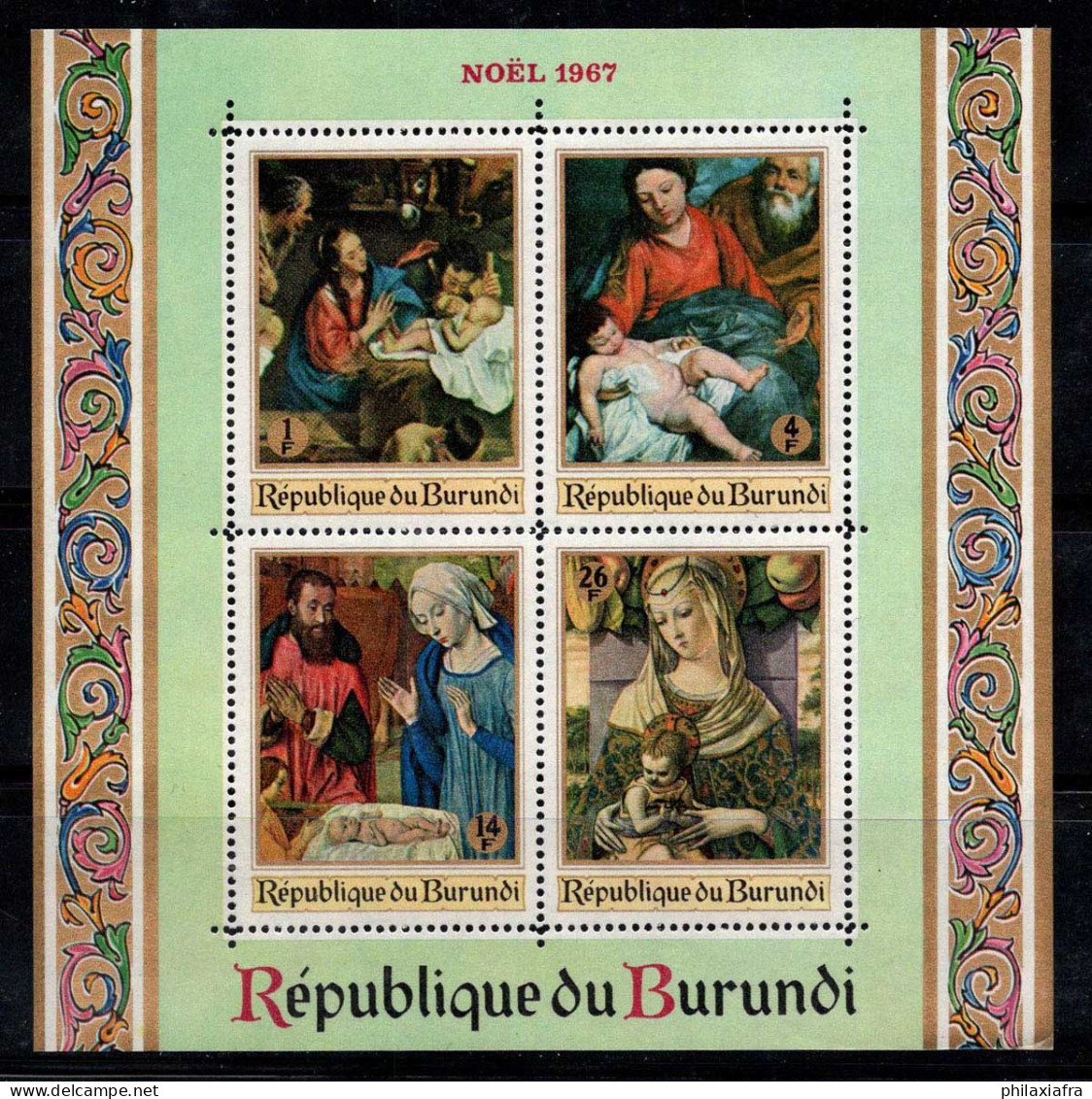 Burundi 1967 SG MS337 Bloc Feuillet 100% Neuf ** Noël, Peintures Religieuses - Neufs