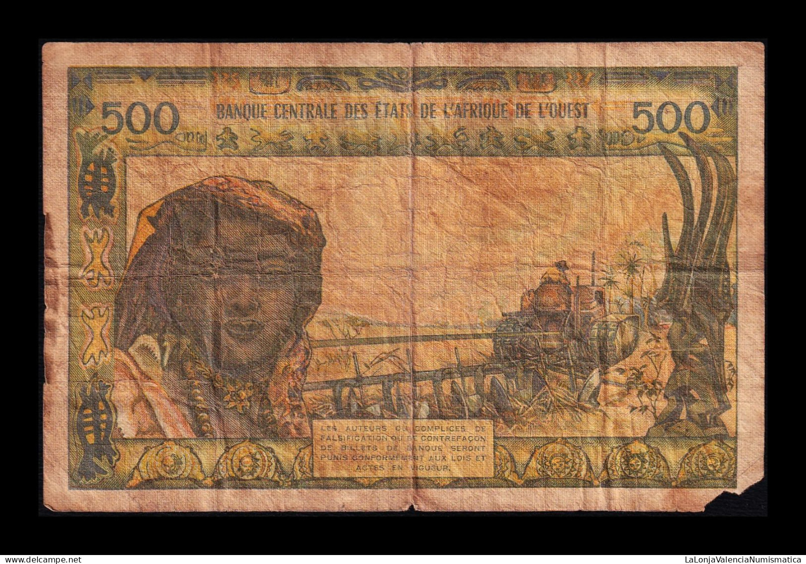 West African St. Senegal 500 Francs ND (1959-1965) Pick 702Km Bc F - Stati Dell'Africa Occidentale