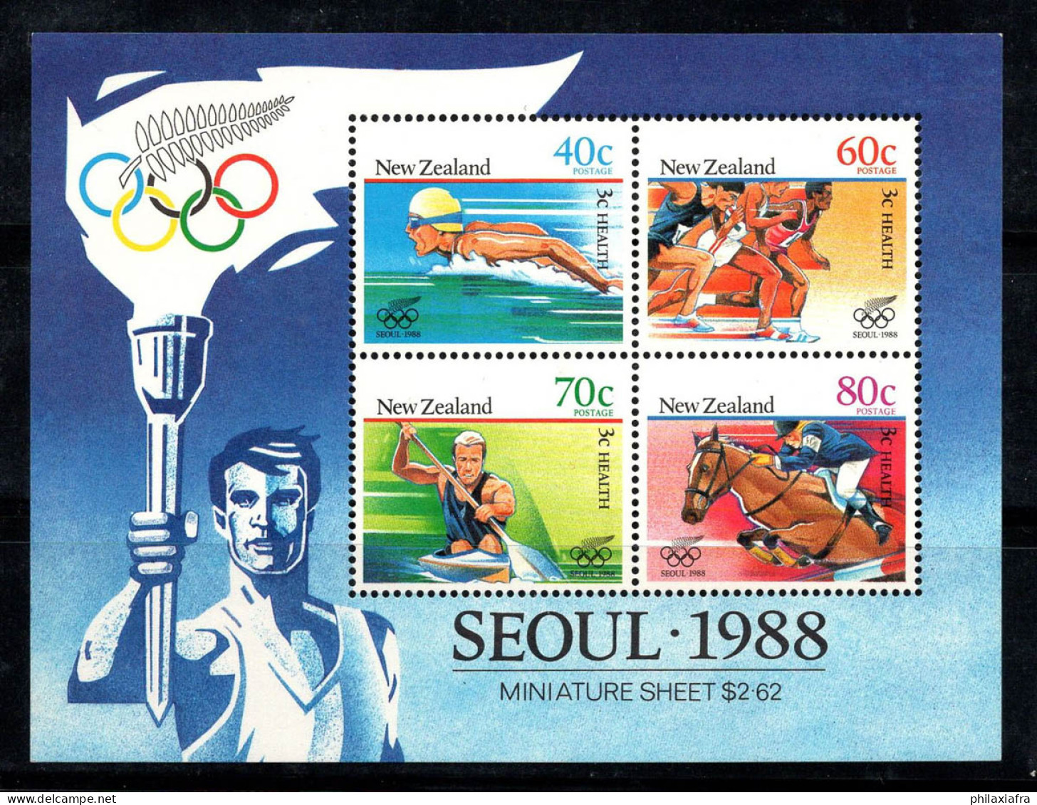 Nouvelle-Zélande 1988 Mi. Bl. 16 Bloc Feuillet 100% Neuf ** Santé, Jeux Olympiques D'été, Séoul - Blocks & Sheetlets