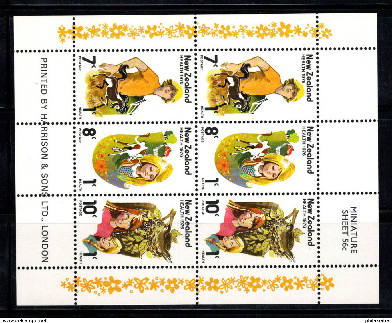 Nouvelle-Zélande 1976 Mi. 691-693 Mini Feuille 100% Neuf ** Santé, Enfants - Blocks & Sheetlets