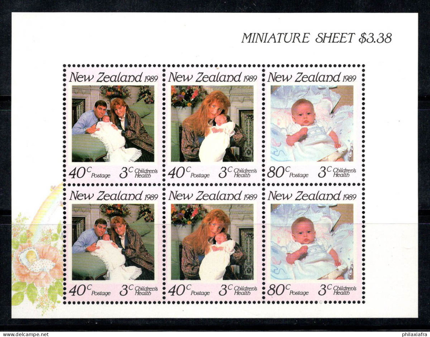 Nouvelle-Zélande 1989 Mi. 1081-1083 Mini Feuille 100% Neuf ** Santé Des Enfants, Prince Andréj, Famille - Hojas Bloque