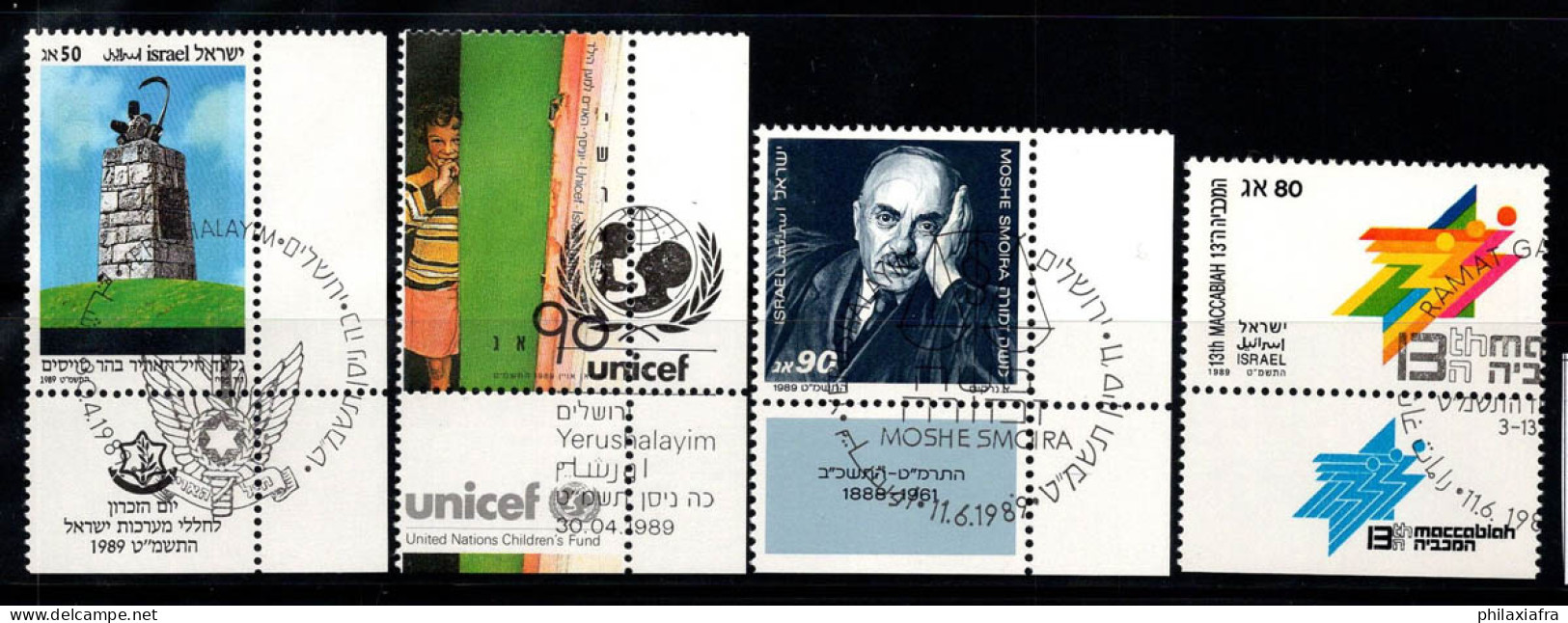 Israël 1989 Oblitéré 100% Sport, Personnalité, Monument - Used Stamps (with Tabs)