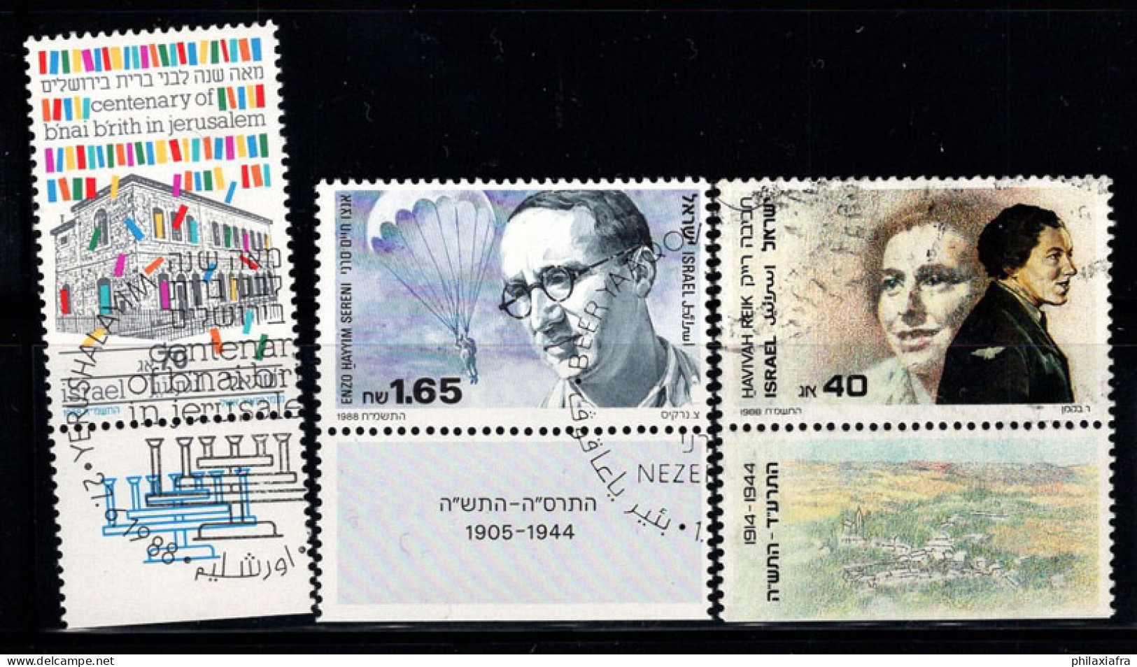Israël 1988 Mi. 1102-1104 Oblitéré 100% Organisation, Personnalité - Used Stamps (with Tabs)