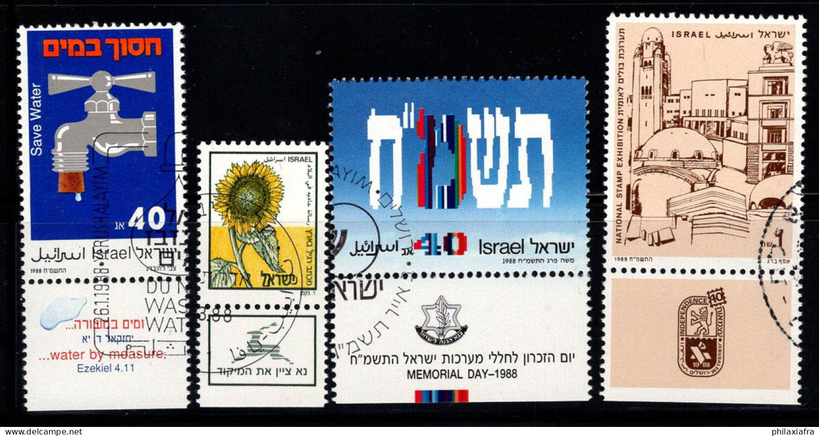 Israël 1988 Oblitéré 100% Fleurs, Emblèmes, Ville - Used Stamps (with Tabs)