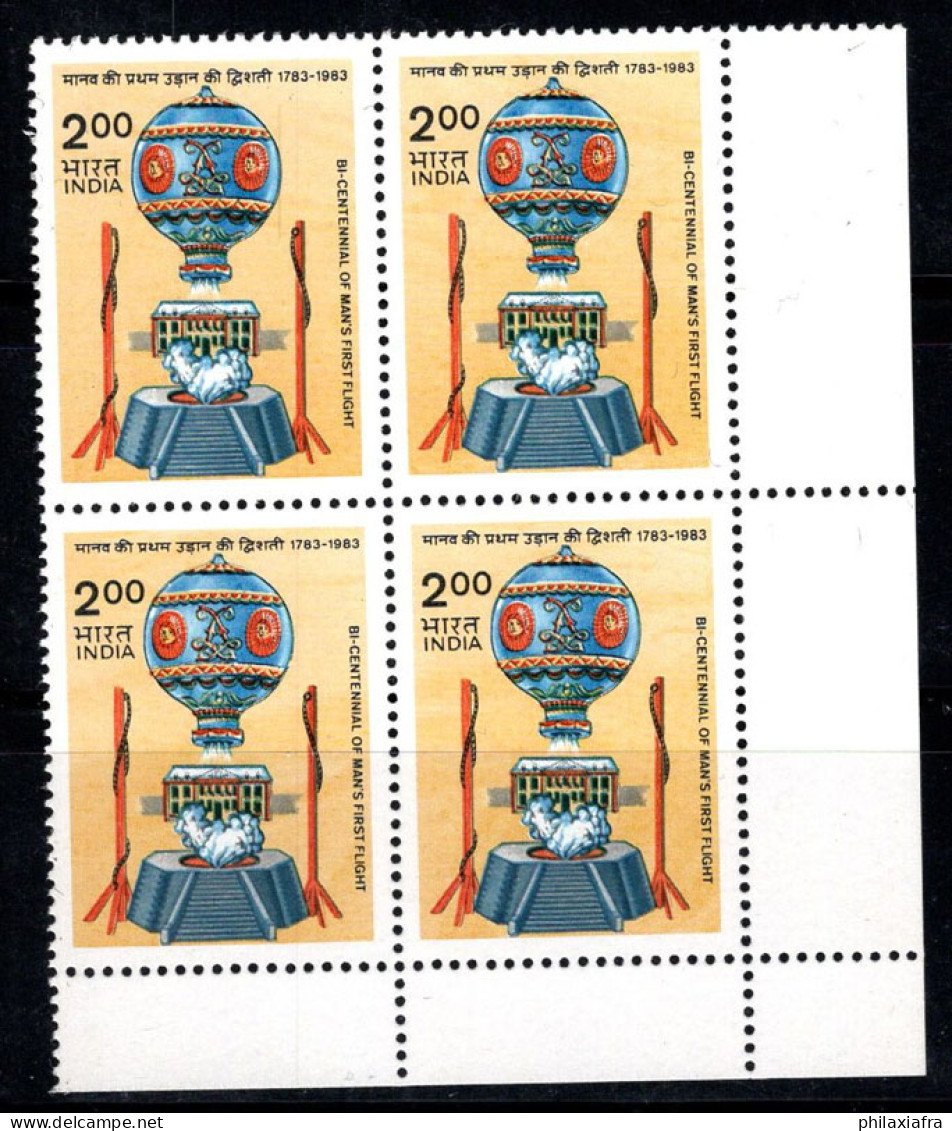Inde 1983 Mi. 1613 Neuf ** 100% Bloc De Quatre Aviation, Montgolfières - Unused Stamps