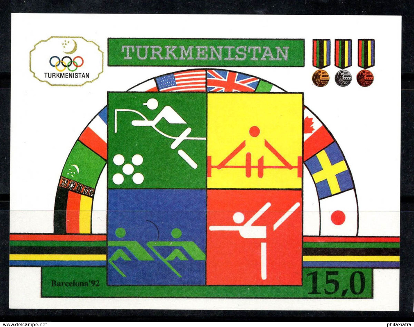 Turkménistan 1992 Mi. Bl. 2 Bloc Feuillet 100% Neuf ** Jeux Olympiques D'été, Barcelone - Turkménistan