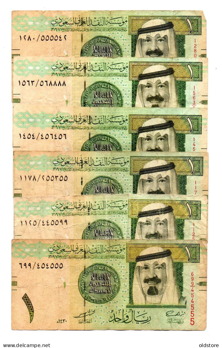 Saudi Arabia - Banknotes - 1 Riyal -  6 Pieces - All Fancy Serial Number -  Used Condition - Arabia Saudita