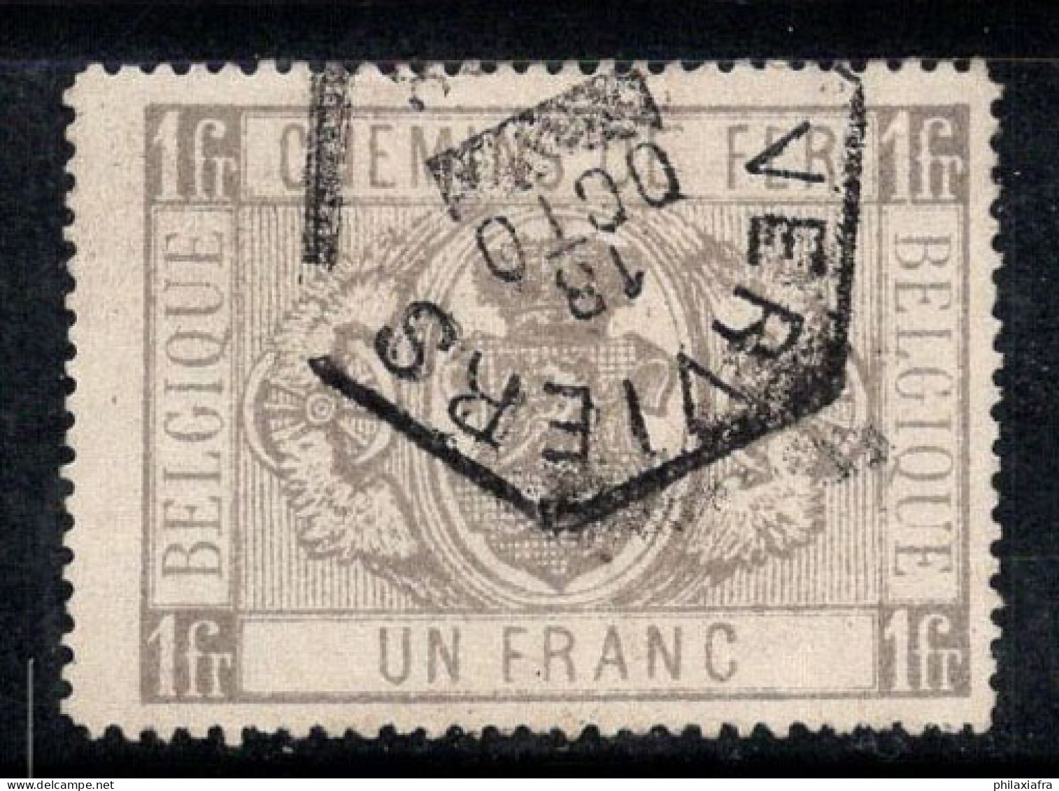 Belgique 1879 Mi. 6 Oblitéré 100% Ferroviari, 1 Fr, Armoiries - Used