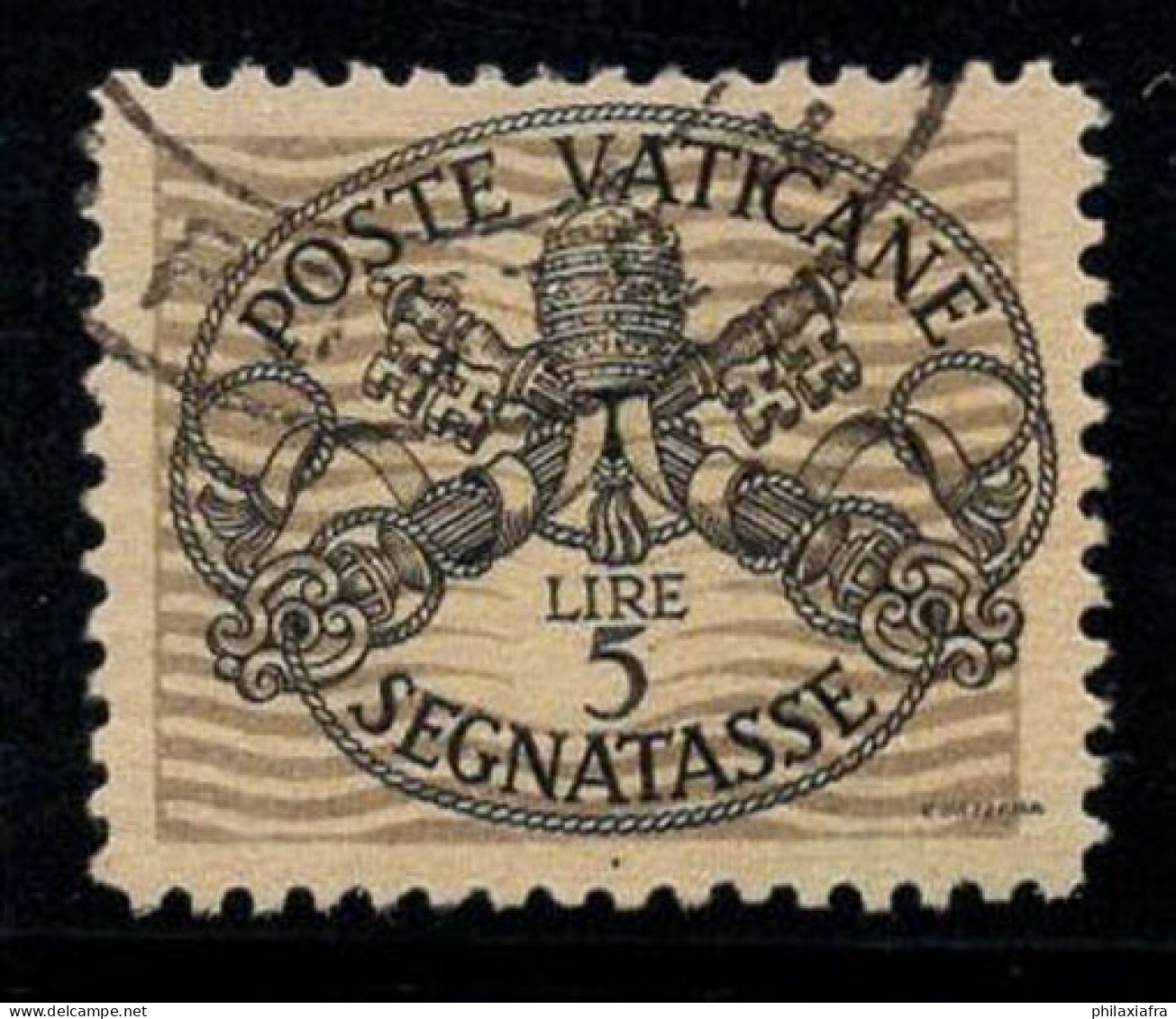 Vatican 1946 Sass. 18 Oblitéré 100% Timbre-taxe 5 L., Lignes Larges - Postage Due