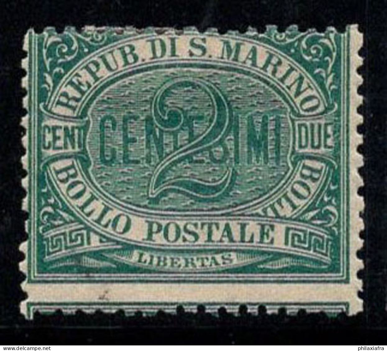 Saint-Marin 1877 Sass. 1 Neuf * MH 80% 2 Cents. Cents. C. - Neufs