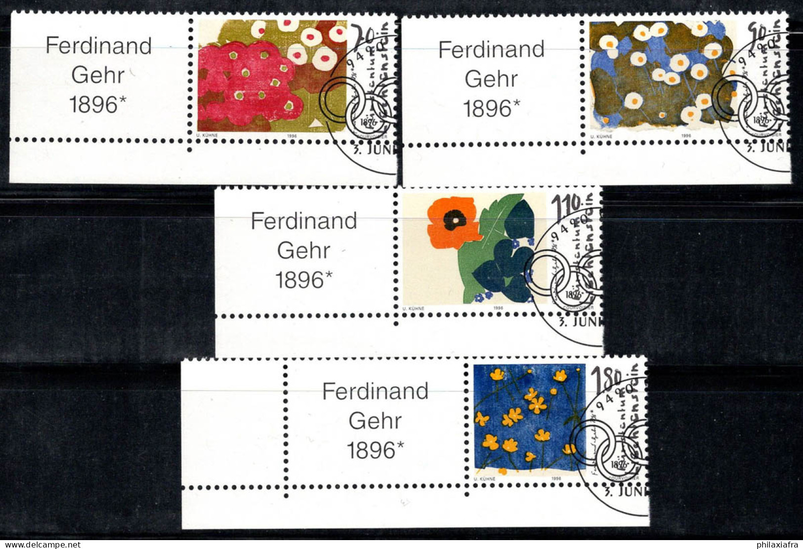 Liechtenstein 1996 Mi. 1132-35 Oblitéré 100% Gehr Peintre, 70 (Rp), 90 (Rp)... - Gebraucht