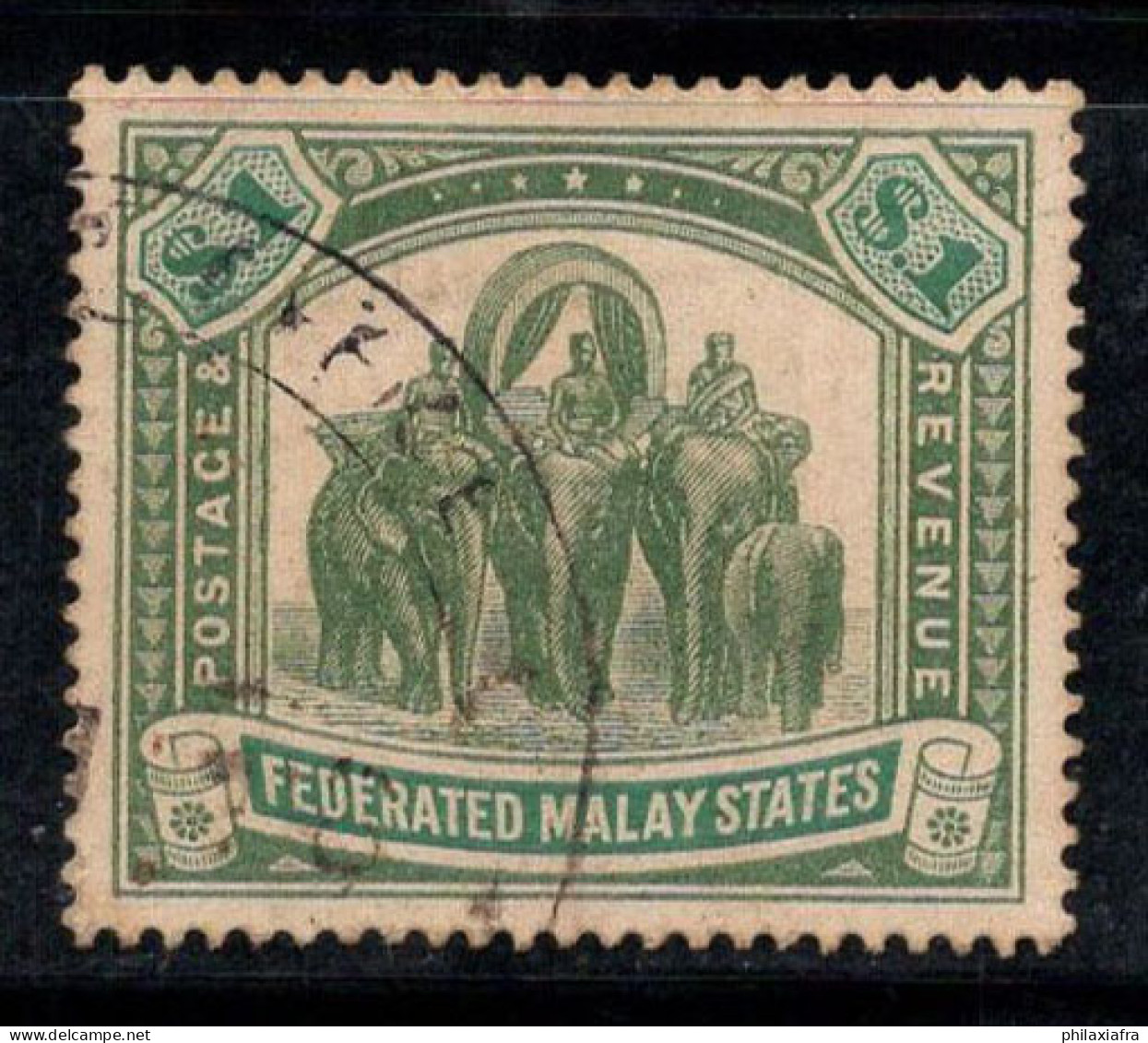 États Malais Fédérés 1900 Mi. 23 Oblitéré 100% 1 $, éléphants - Federated Malay States