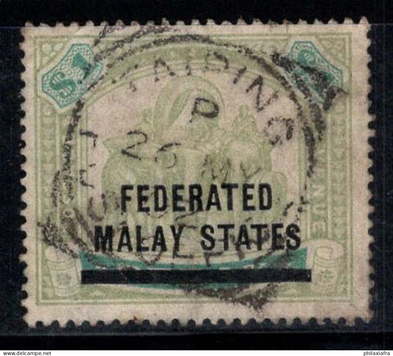 États Malais Fédérés 1900 Mi. 11 Oblitéré 100% 1 $ Surimprimé - Federated Malay States