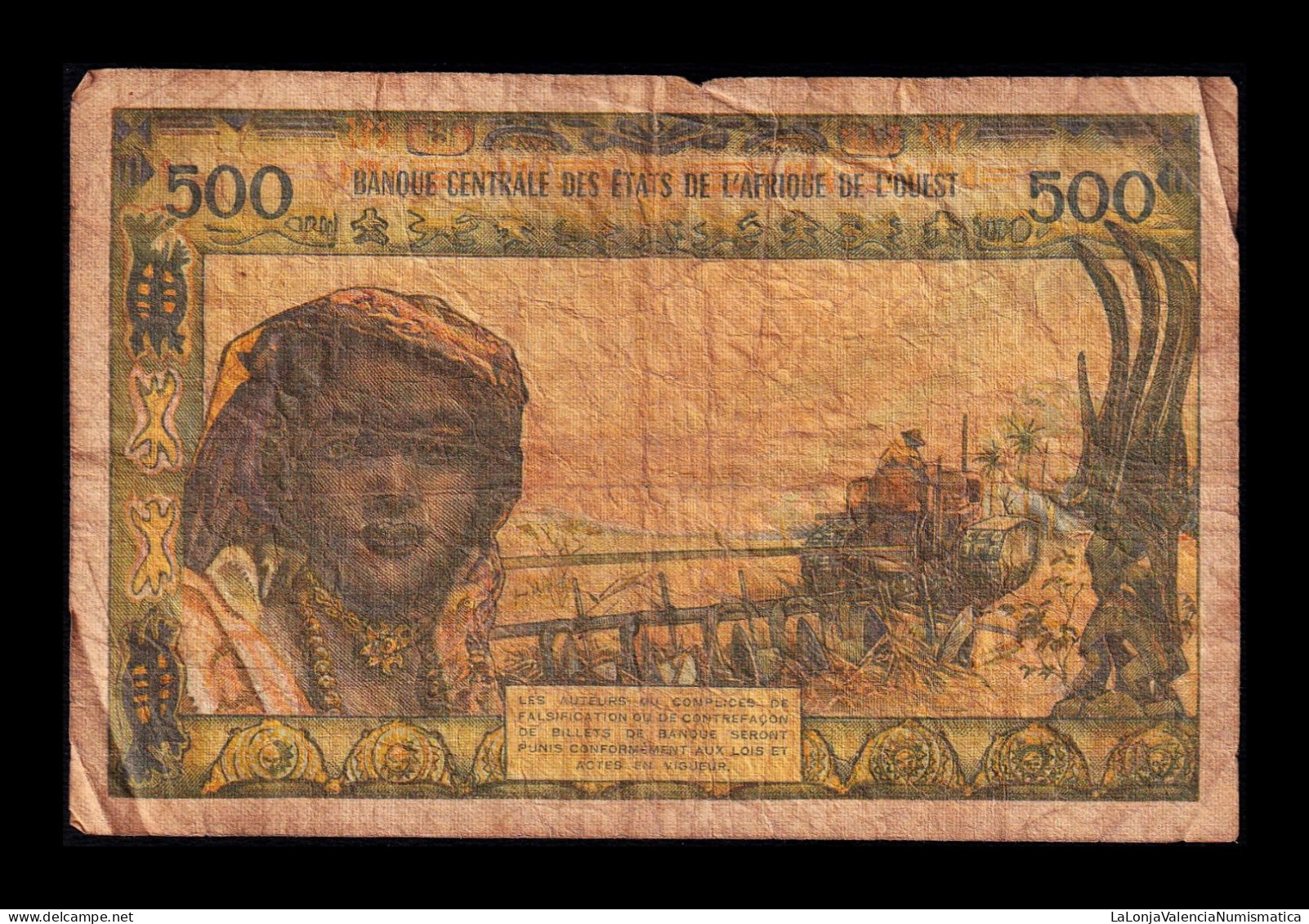 West African St. Senegal 500 Francs ND (1959-1965) Pick 702Km Bc F - Stati Dell'Africa Occidentale