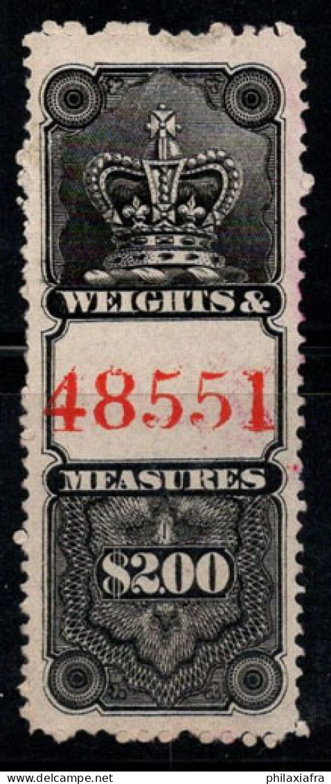 Revenu Canada 1876 Sans Gomme 100% 2$, Van Dam FWM12, Poids Et Mesures - Steuermarken