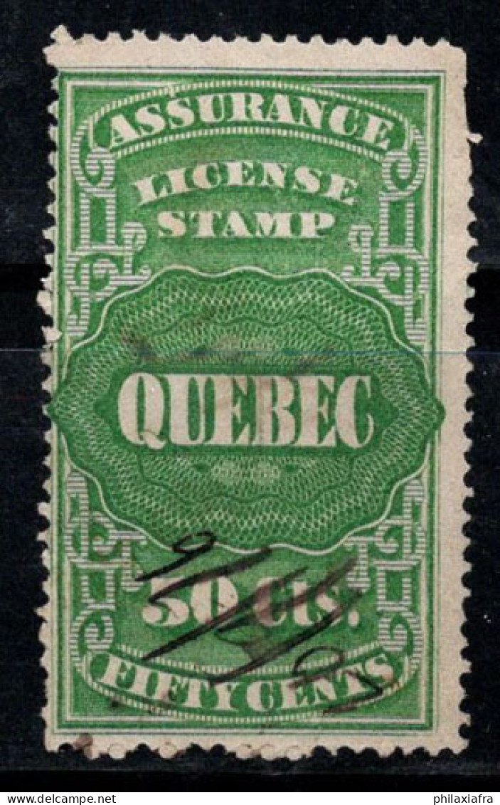 Québec Canada Revenue 1870 Oblitéré 40% 50c., Van Dam QA10, Timbre De Licence - Fiscali