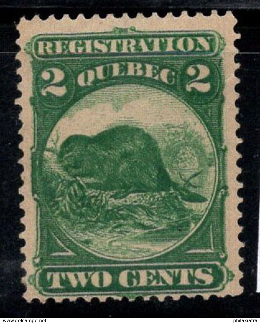 Québec Canada Revenue 1870 Neuf ** 80% 2c., Van Dam QR4, Cachet D'enregistrement - Revenues