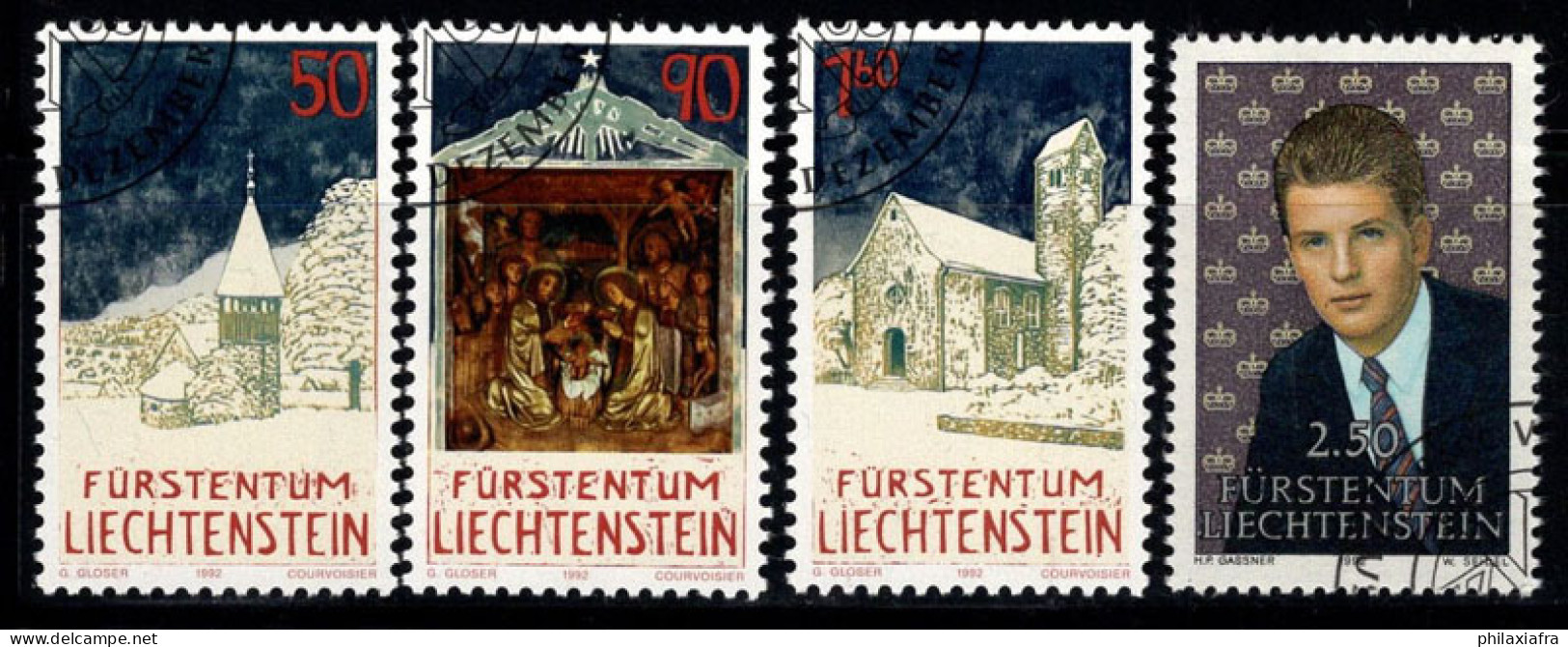 Liechtenstein 1992 Mi. 1050-53 Oblitéré 100% Noël, Prince Alois... - Gebraucht