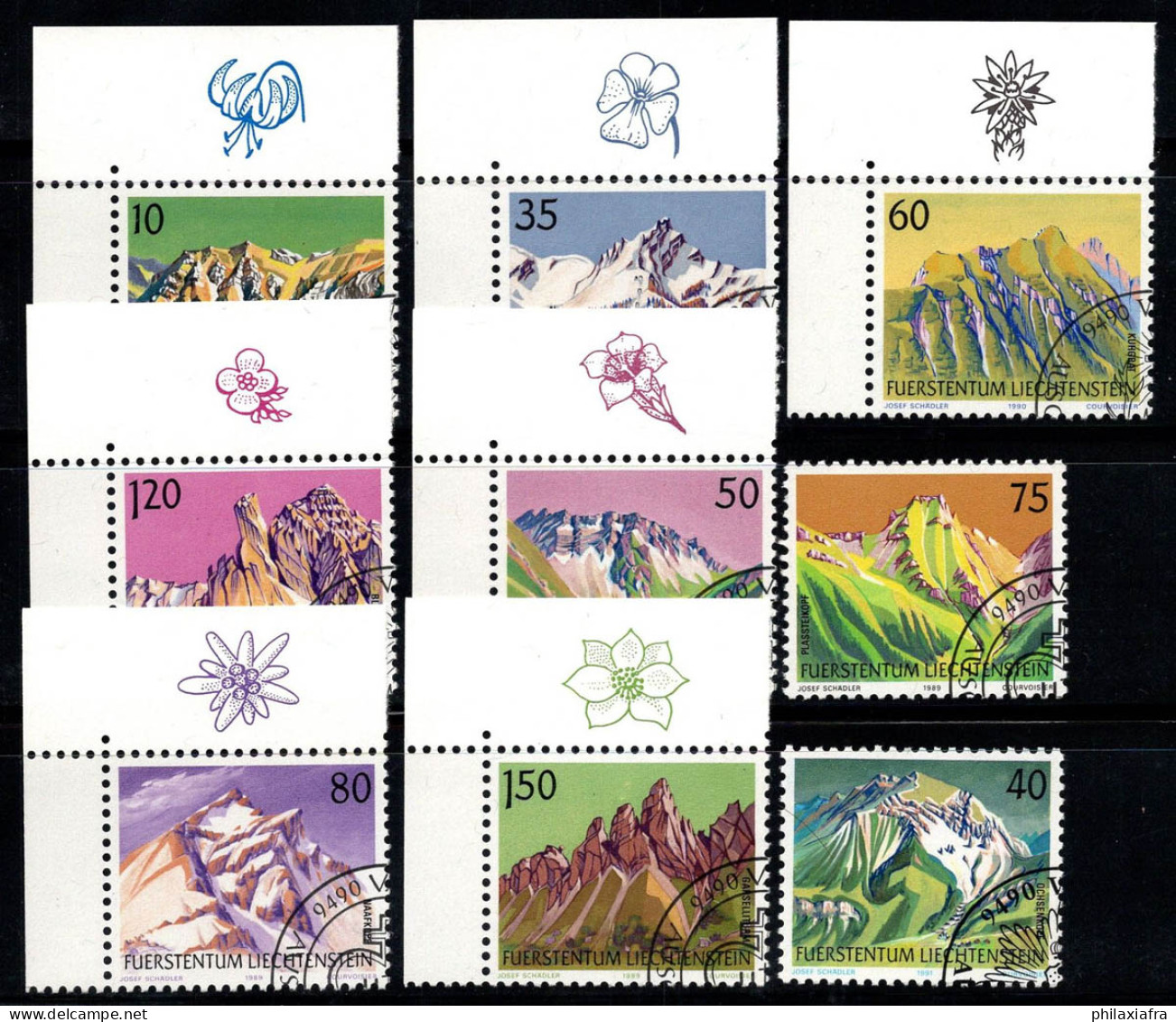 Liechtenstein 1989-91 Oblitéré 100% Montagnes, 10 (rp), 35 (rp)... - Gebraucht