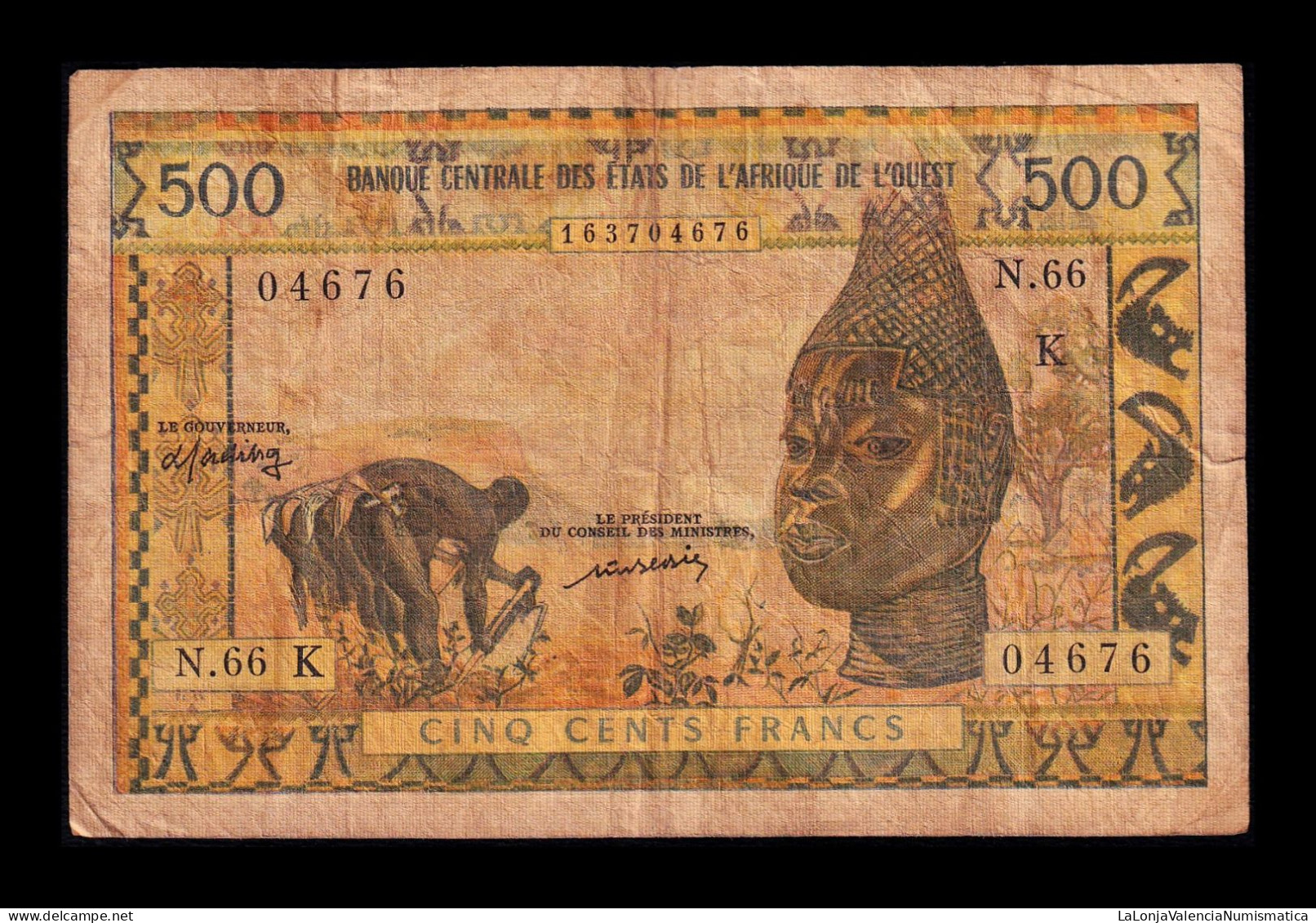 West African St. Senegal 500 Francs ND (1959-1965) Pick 702Km Bc F - Westafrikanischer Staaten