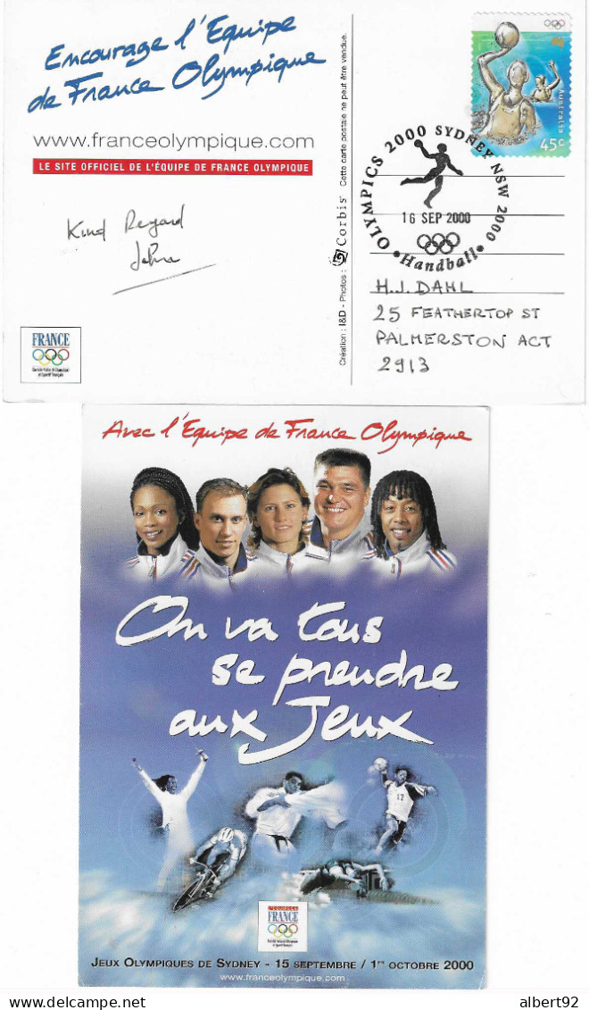 2000 Jeux Olympiques De Sydney : Hand Ball Sur Carte De L'équipe De France Olympique - Sommer 2000: Sydney