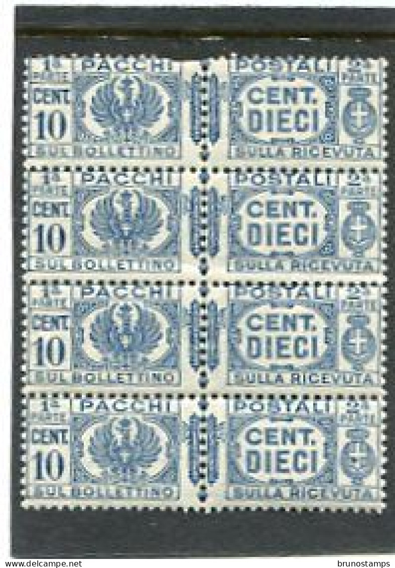 ITALY/ITALIA - 1939  10c  PARCEL POST  BLOCK OF 4  MINT NH - Colis-postaux