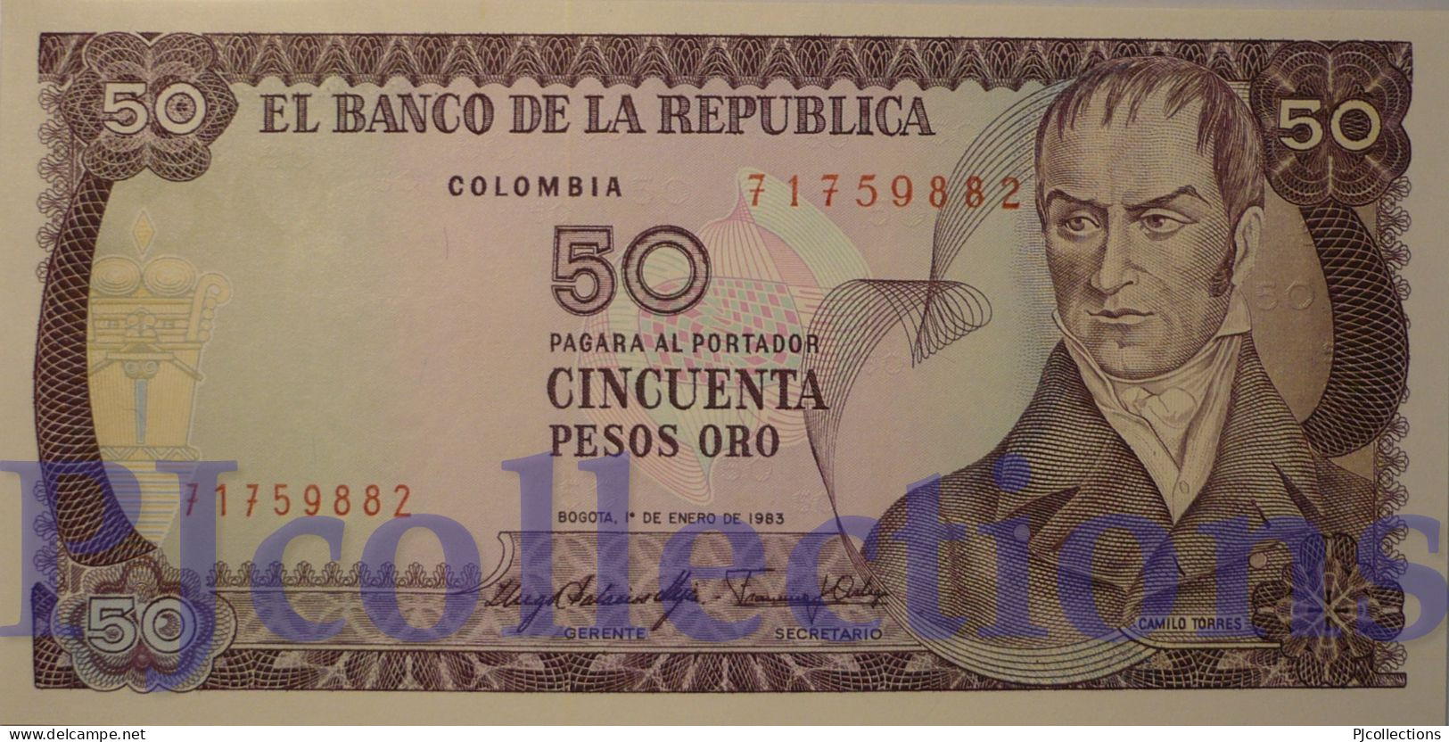 COLOMBIA 50 PESOS ORO 1983 PICK 422b UNC - Kolumbien