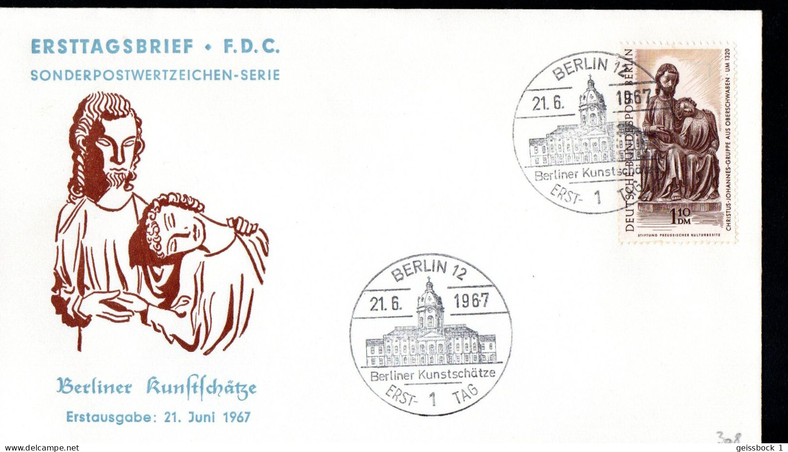 Berlin 1967: Mi.-Nr. 308:  FDC Kunstschätzer       (K002) - 1948-1970