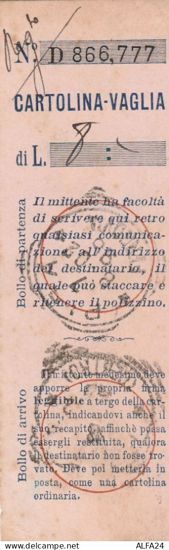 CARTOLINA VAGLIA PRIMI 900 RICEVUTA (FX157 - Taxe Pour Mandats