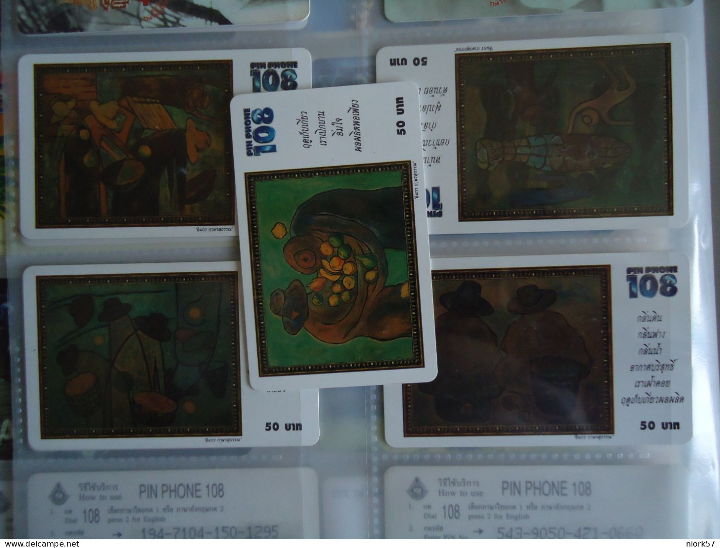 THAILAND USED 5 CARDS PIN 108  FAMOUS   PAINTING - Peinture