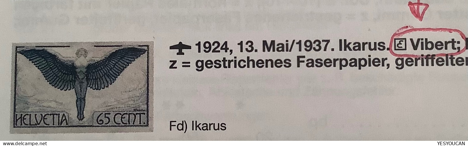 Dessin Original UNIQUE Du Timbre Poste Aérienne/Flugpost 1923-24 ICARE Du Peintre Pierre-Eugène Vibert, Carouge (Schweiz - Ongebruikt