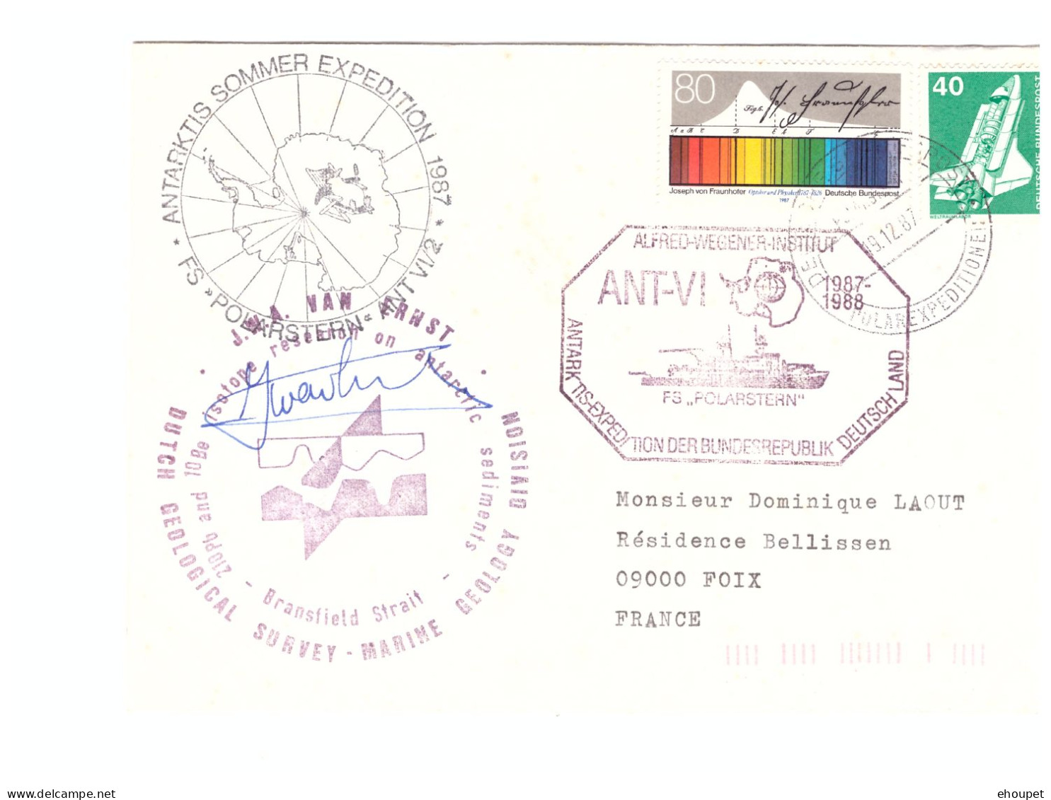 19 DECEMBRE 1987 .ANTARKTIS SOMMER EXPEDITION. POLARSTERN TIMBRES ALLEMANDS - Andere & Zonder Classificatie