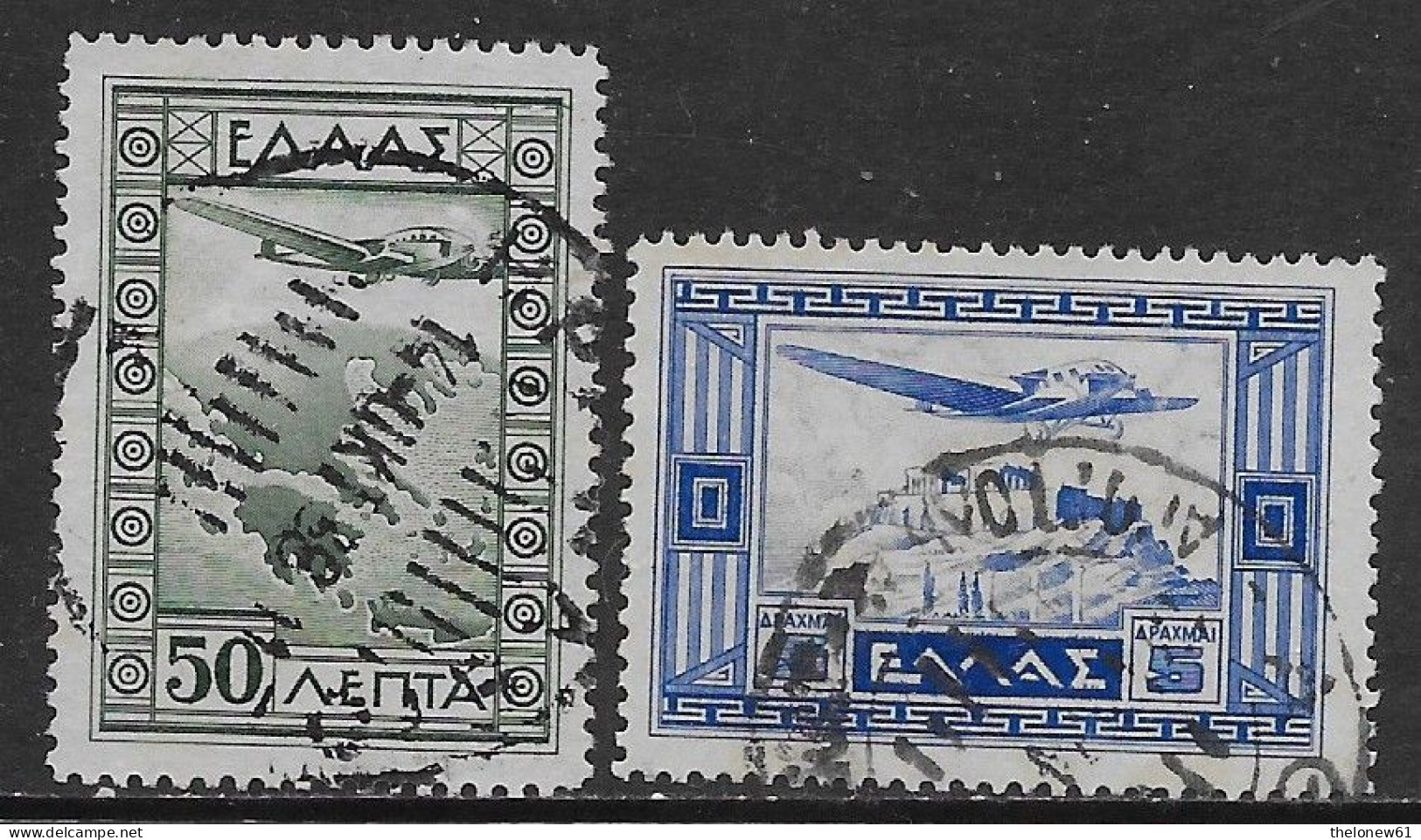 Grecia Greece Hellas 1933 Airmail Local Motifs 2val Mi N.362,365 US - Oblitérés