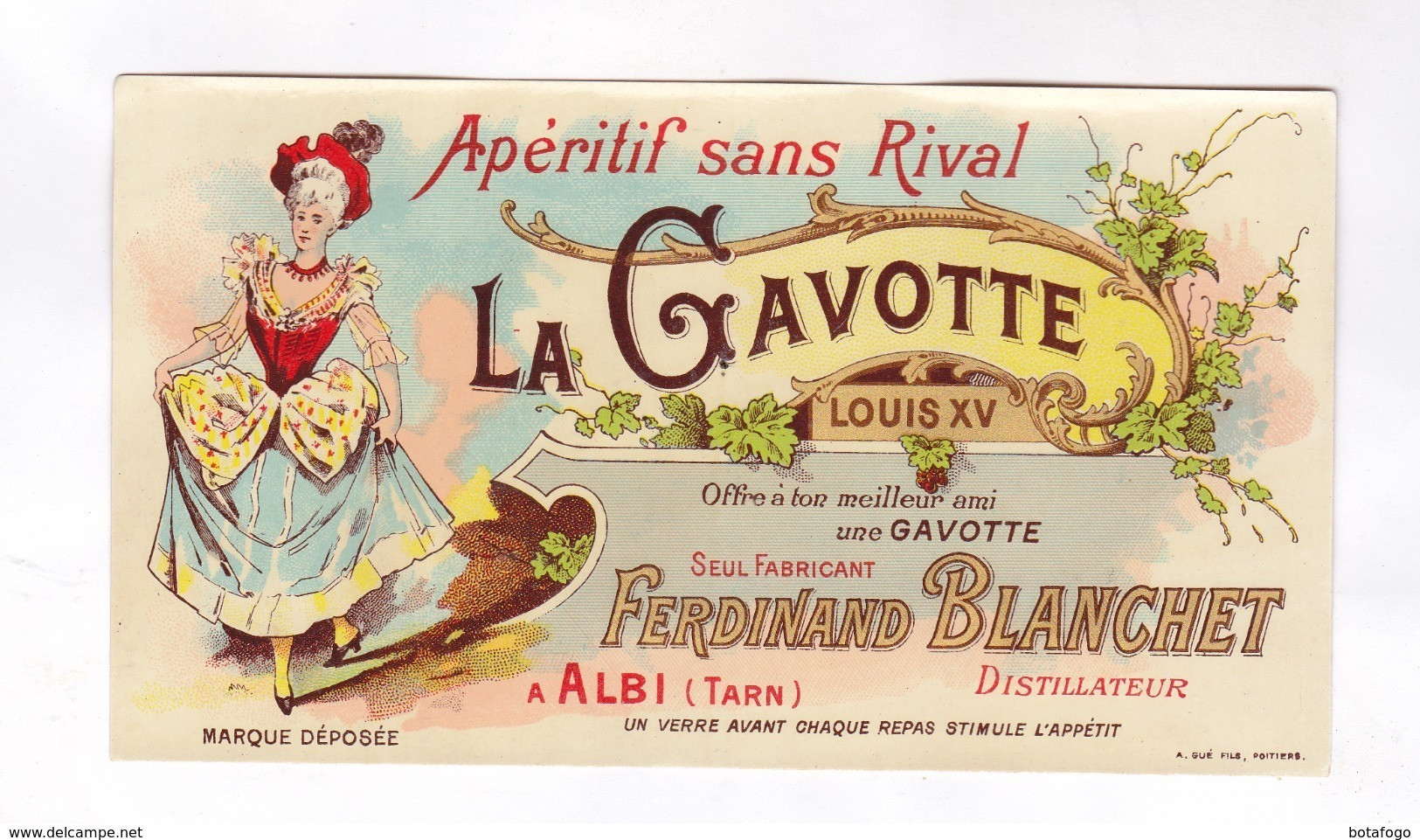 ETIQUETTE APERITF LA GAVOTTE, GRANDE DISTILLERIE FERNAND BLANCHET A ALBI - Other & Unclassified