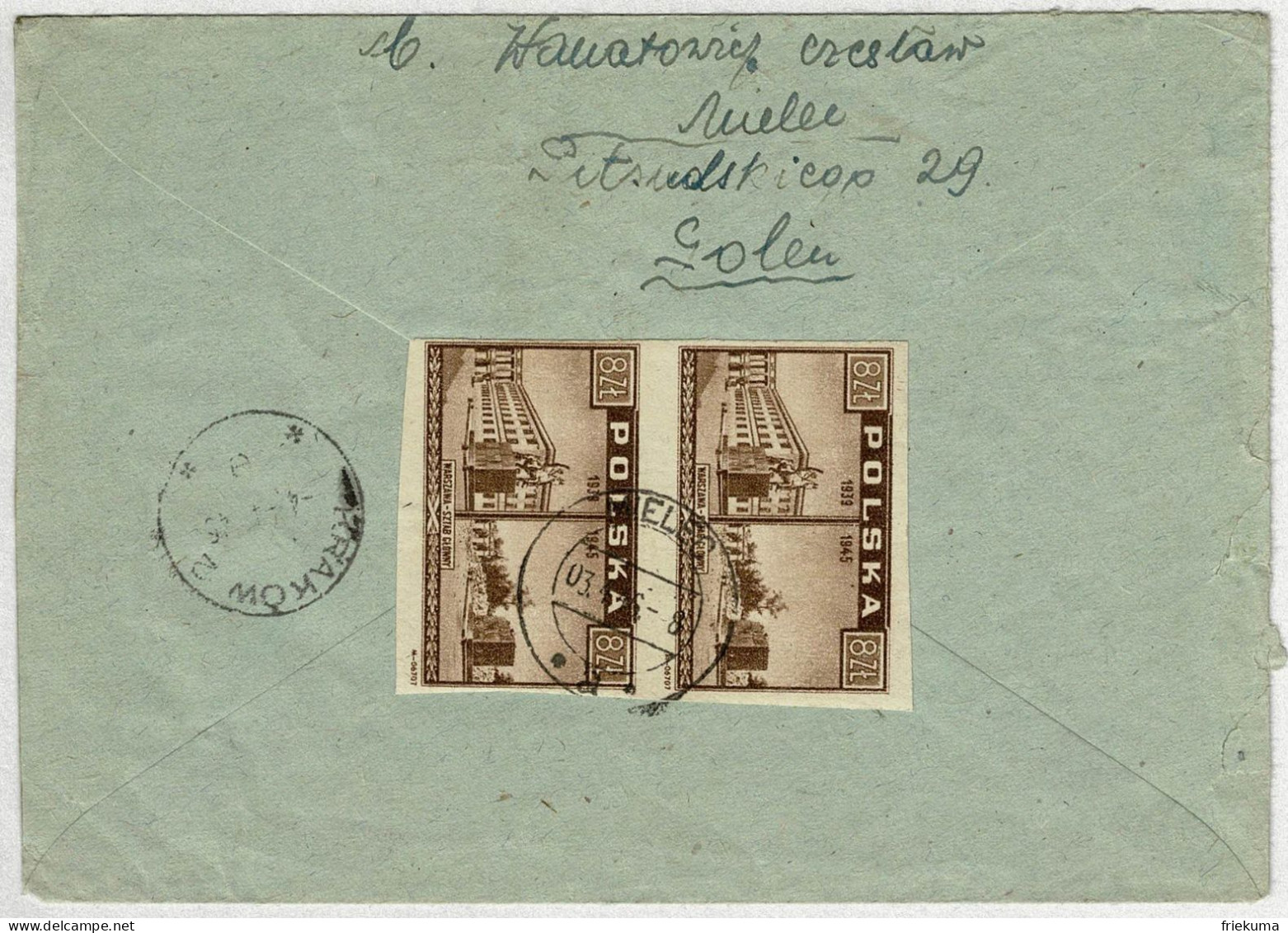 Polen / Polska 1946, Brief Einschreiben Mielec - Waltensburg Station (Schweiz), Frankatur Rückseite, Zensur R.P. 3153 - Storia Postale