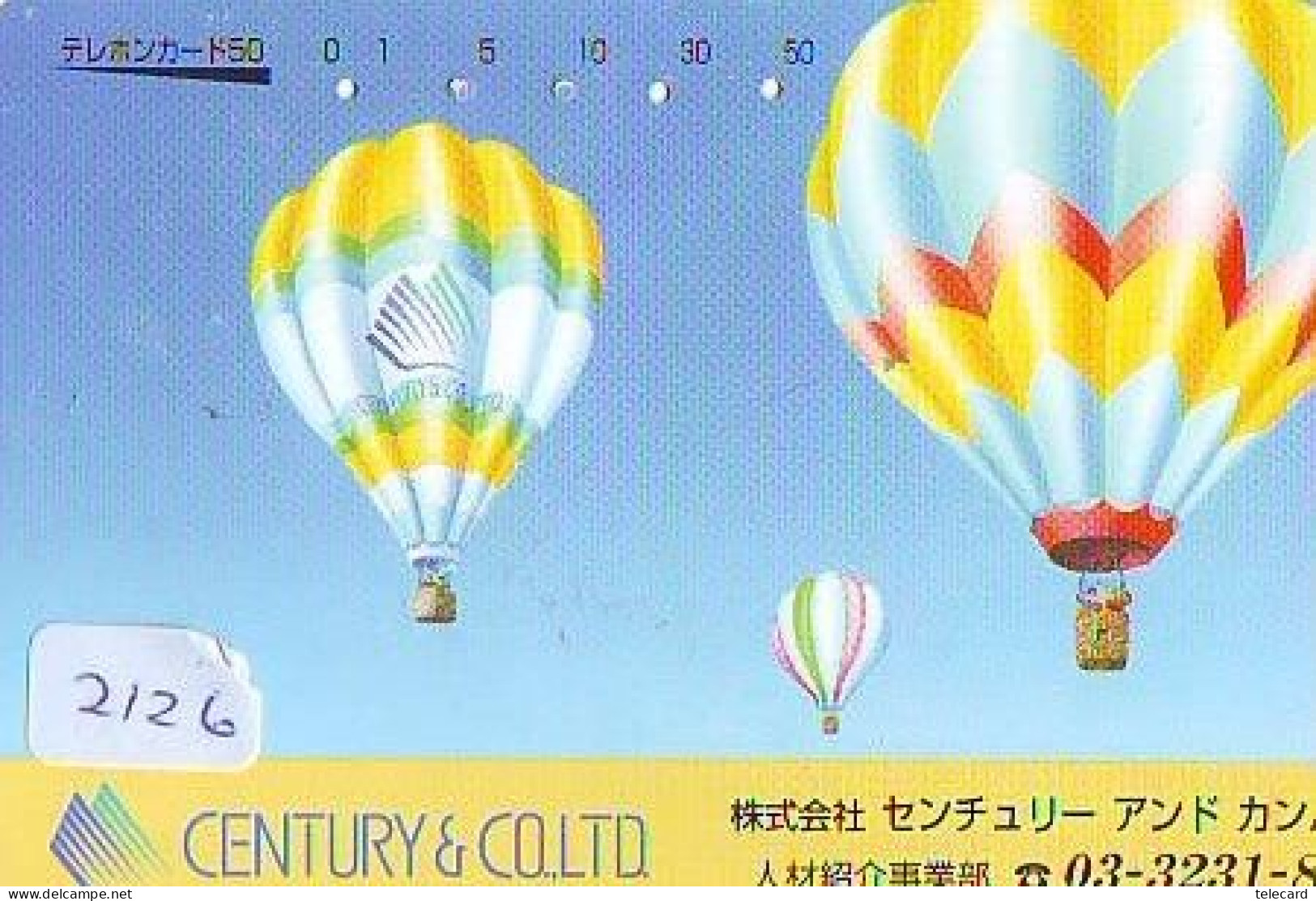 Carte Prepayee JAPON * (2126) BALLON * MONTGOLFIERE - Hot Air Balloon * Aerostato * Heißluft Prepaid CARD JAPAN - - Sport