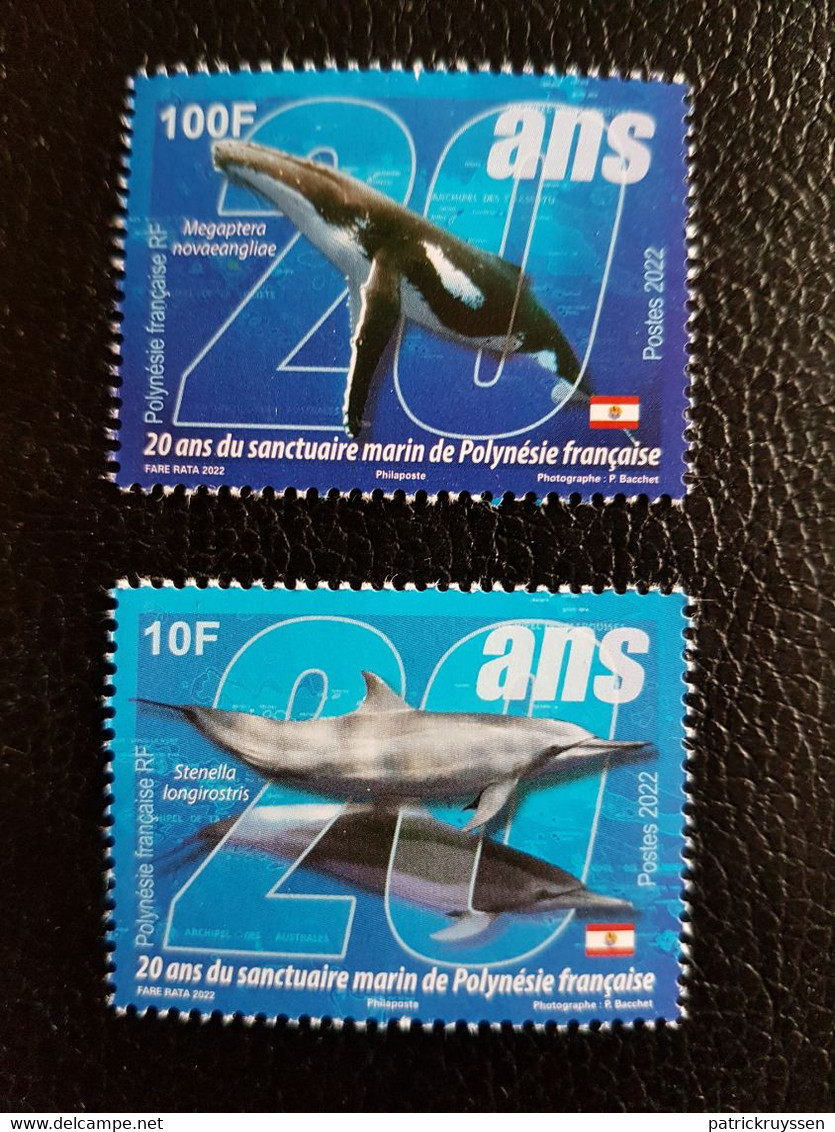 Polynesia 2022 Polynesie Marine 20 Years Spinner Dolphin Humpback Whale Dauphin Baleine2v Mnh - Ungebraucht