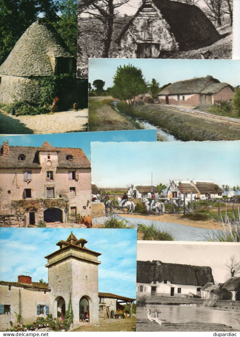 MAISONS TRADITIONNELLES / Lot de 800 cartes à 10c. : chaumières, burons, sécadous, cazelles, manoirs, bories, gariottes