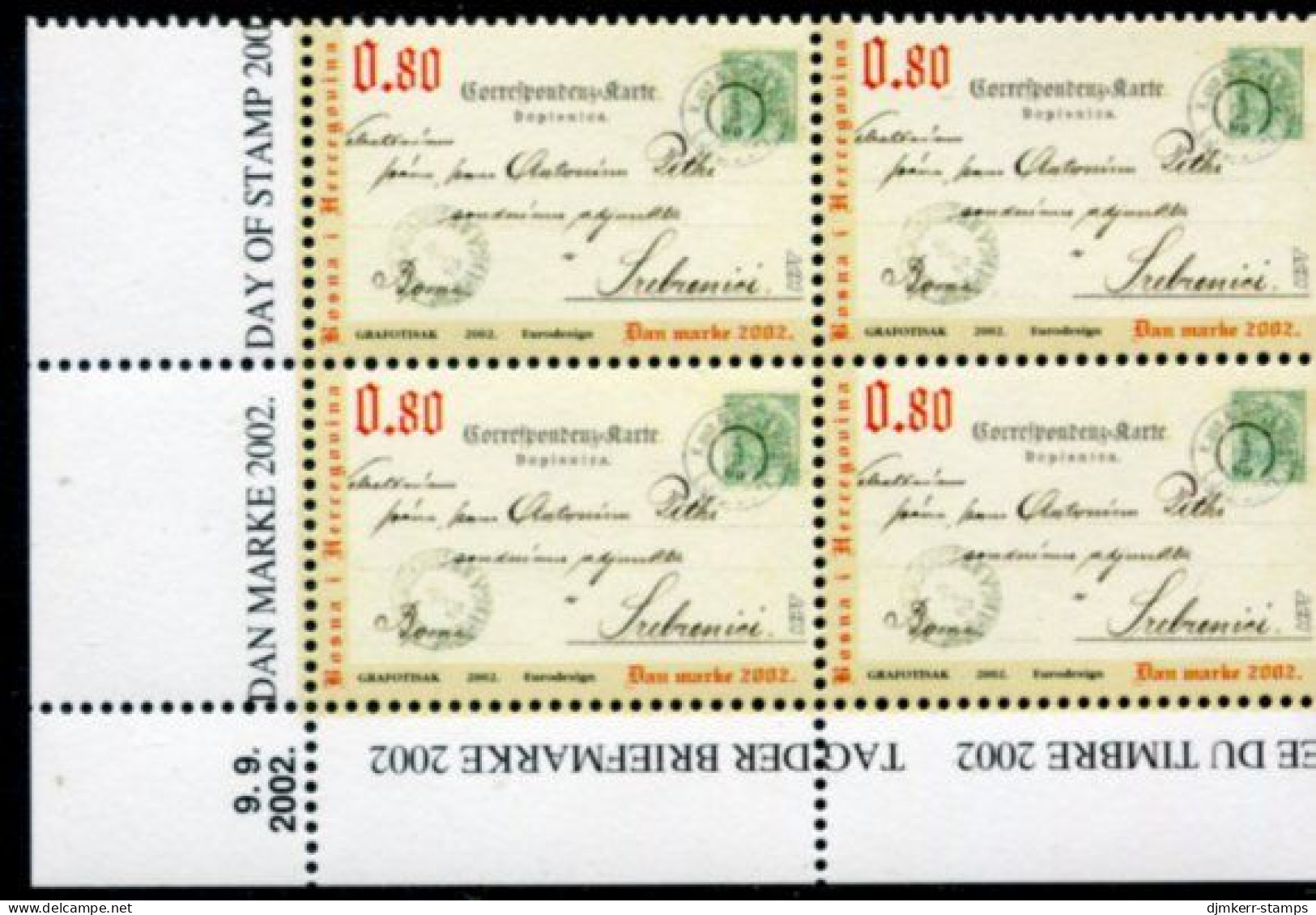 BOSNIA HERCEGOVINA (CROAT) 2002 Stamp Day Block Of 4   MNH / **.  Michel 97 - Bosnia And Herzegovina