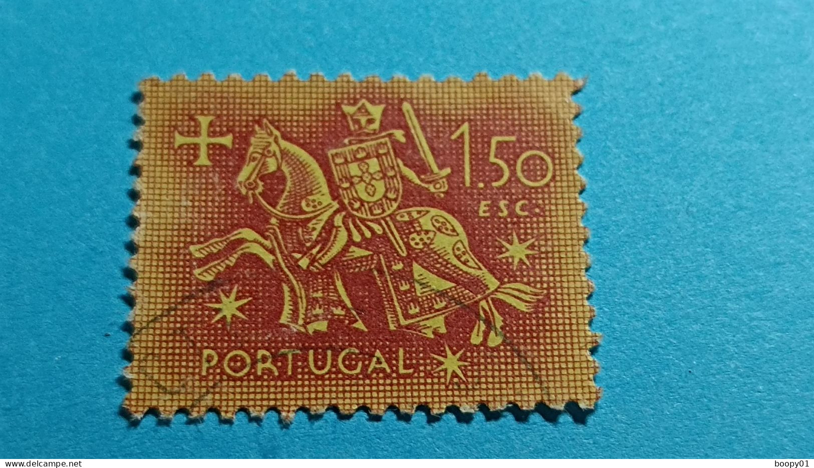 PORTUGAL - Timbre 1953 : Sceau équestre De Denis 1er De Portugal (Dinis Ou Diniz) - 1.50 Escudo - Oblitérés