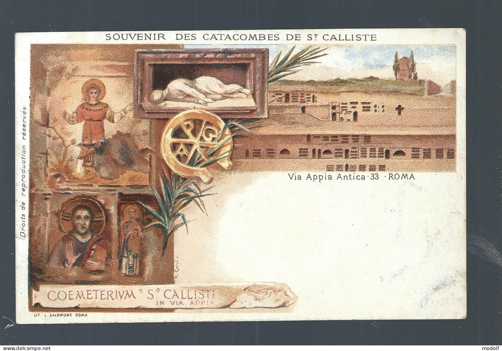 CPA - Italie - Souvenir Des Catacombes De St-Calliste - Roma - Via Appia Antica - NC - Saluti Da.../ Gruss Aus...