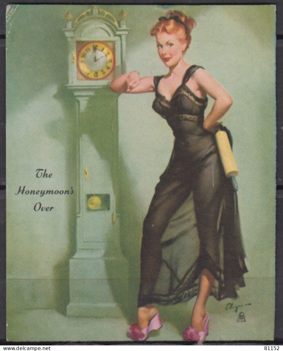 Mini BUVARD Américain     " The Honeymoon's Over "  Avec Femme Devant Une Horloge  Dimension 78 X 98 Mm   Peu Commun - Peintures