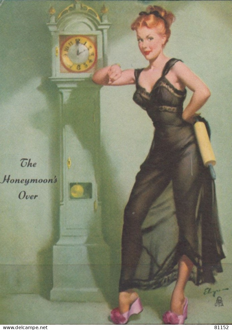 Mini BUVARD Américain     " The Honeymoon's Over "  Avec Femme Devant Une Horloge  Dimension 78 X 98 Mm   Peu Commun - Paints